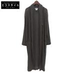 美品 ISSEY MIYAKE イッセイミヤケ シアープリーツ ロングガウンコート レディース グレー系 ブラウン M IM67-FA905