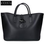 美品/ Longchamp ロンシャン Roseau ロゾ リバーシブル トートバッグ ブラック レディース
