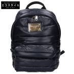 DOLCE&GABBANA ドルチェアンドガッバーナ ロゴプレート ナイロン×カーフレザー バックパック ブラック レディース