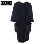 美品/国内正規 FENDI フェンディ FF8657 A5G0 フォックスファーポケット ケープ コート 40 ブラック レディース