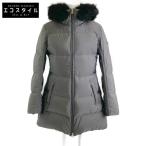 PRADA プラダ 国内正規 29E117 ファー付き トライアングルロゴ ダウンコート 40 グレー レディース