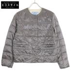 国内正規/  PRADA プラダ 29B831 ノーカラーライトダウン ジャケット 42 シルバー レディース