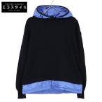 ショッピングmoncler MONCLER モンクレール C20919019500 ネイビー×ライトブルー MAGLIONE TRICOT GIROCOLLO ダウンフードニットソー ネイビー M トップス ウール メンズ 中古