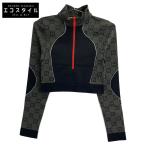 GUCCI グッチ 726373 23SS ブラック  GGジャカード ハーフジップ クロップド ジャージー ブラック×グレー S トップス ナイロン レディース 中古