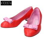 ショッピングフェラガモ 美品 Salvatore Ferragamo サルヴァトーレフェラガモ ヴァラリボン キルティング アーモンドトゥ パンプス 7D レッド/ピンク