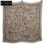 美品 HERMES エルメス Panoplie equestre 乗馬装具一式柄 カシミヤxシルク カレジュアン/ スカーフ ベージュ レディース