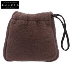 美品 FENDI フェンディ シアリング ムートン ポーチ ダークブラウン レディース
