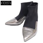UNITED NUDE ユナイテッドヌード Zink Vita Bootie Mid ポインテッドトゥ ブーティ 38 シルバー/ブラック レディース