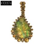 美品 STEPHEN DWECK スティーブンデュエック STERLING フラワーカービング クオーツ/シェル ペンダントトップ ゴールド系 レディース