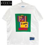 PRADA プラダ 135664 S181 ホワイト×グリーン グラフィックプリント ショートスリーブカットソー トップス S ホワイト レディース