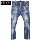 ショッピングディースクエアード DSQUARED2 ディースクエアード S74LB1113 22SS インディゴ SKATER JEAN ペイントダメージデニムパンツ インディゴ 46 ボトムス デニム メンズ 中古