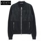 ショッピングヴィトン 国内正規 LOUIS VUITTON ルイヴィトン HEN08WF96 ラムスキンスエード切替 コットンニット ジップアップ ジャケット M ブラック メンズ
