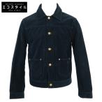 ショッピングヴィトン LOUIS VUITTON ルイヴィトン 国内正規 HFA03WHWY 金釦 レザーパッチ コーデュロイ カバーオール ジャケット 44 ネイビー メンズ