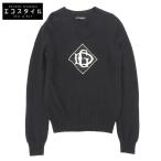 DOLCE＆GABBANA ドルチェアンドガッバーナ ヴァージンウール DGロゴ Vネック プルオーバー ニット ブラック×ホワイト GX783Z/JAVRI