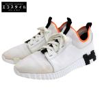 ショッピングエルメス HERMES エルメス デパール ホワイト Hロゴ ローカット スニーカー ニットファブリック×レザー シューズ メンズ ホワイト 43 1/2