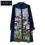 OLLEBOREBLA アルベロベロ 816502 ブルー パネル柄 ベロアアクトレッソ シャツワンピース ブルー M ワンピース レーヨン レディース 中古