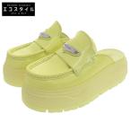 美品 NIKE ナイキ AIR JORDAN レザー シルバー金具 厚底ミュール レディース ルミナスグリーン イエロー 22cm HJ4292