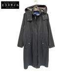 ブルーレーベルクレストブリッジ 美品 ストレッチプルーフクロスロングマウンテンパーカー 36 ブラック レディース