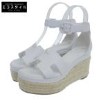 ショッピングエスパドリーユ 新品同様 HERMES エルメス エルダ レザーストラップ エスパドリーユサンダル シューズ レディース ホワイト 35