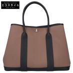 ショッピングHERMES 新品同様 HERMES エルメス K刻 トワルオフィシェxネゴンダ ガーデンパーティPM ハンドバッグ エトゥープxブラック/SV金具 レディース