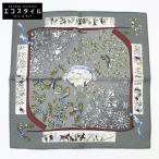 美品 HERMES エルメス Neige D'Antan 去年の雪 総柄 シルク プチカレ スカーフ グレー レディース