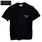 PRADA プラダ 35838 20年 ブラック ラバートライアングルロゴ Tシャツ ブラック S トップス レディース 中古