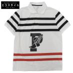 美品 POLO Ralphlauren ポロ ラルフローレン コットン P-Wing フットボーダー ポロシャツ トップス メンズ 白×黒×赤 L 710737961001