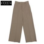 美品 MUSE ミューズ ウール センタープレス ワイドスラックスパンツ ボトムス レディース ベージュ 38 24-030-500-4010