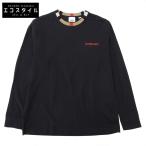 美品 BURBERRY バーバリー チェックネックロングスリーブカットソー トップス メンズ ブラック M 8091045