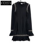 BURBERRY バーバリー ブラック×ホワイト フットボールドレス ウィズ リング ブラック 4 ワンピース ビスコース レディース 中古