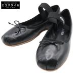 新品同様   MIUMIU ミュウミュウ 5F794D XUU リボンデザイン ロゴバンド バレリーナ フラットパンプス バレエ シューズ 37 レディース