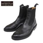 新品同様 TRICKERS トリッカーズ HENRY ダイナイトソール サイドゴア ブローグブーツ シューズ メンズ ブラック レザー 7 1/2 M2754