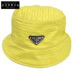 美品/国内正規 PRADA プラダ 2HC137 2CMM トライアングルロゴ ナイロン バケットハット 帽子 L イエロー メンズ