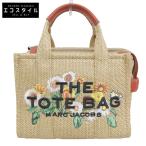 MARC JACOBS マーク ジェイコブス ラフィア デイジー THE TOTE BAG 2WAY トート ハンドバッグ ショルダー レディース ベージュ×レッド系