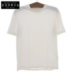 美品 PRADA プラダ バックトライアングルパッチ 無地 Tシャツ トップス メンズ コットン ホワイト 白 L UJN753 21SS