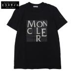 美品 MONCLER モンクレール コットン プリント Tシャツ トップス レディース ブラック XS