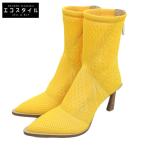 未使用 FENDI フェンディ メッシュ ポインテッドトゥ バックジップ ニットブーツ シューズ レディース イエロー 38