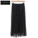 美品 DOLCE&GABBANA ドルチェアンドガッバーナ シルク混 ドット レース チュールスカート レディース ブラック 38 F4BQET/FLMJT