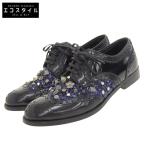 ショッピングGABBANA DOLCE＆GABBANA ドルチェアンドガッバーナ レザー ビジュー スパンコール ローファー シューズ レディース 黒 ブラック 36 1/2