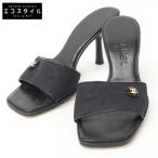 CHANEL シャネル ニュートラベルライン ココマーク ヒール サンダル 7 1/2 ブラック レディース