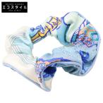 美品 HERMES エルメス クラウディア シルク シュシュ ヘアアクセサリー ライトブルー レディース