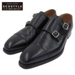 美品 CROCKETT＆JONES クロケット＆ジョーンズ バーニーズ別注 LOWNDES ダブルモンクシューズ メンズ ブラック レザー 8E