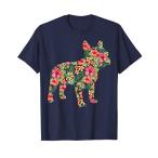 フレンチブルドッグフラワーTシャツ フローラルフレンチドッグシルエット Tシャツ