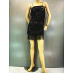 即日配送フリンジミニ丈フリンジラテンドレスベージュレース黒フリンジ社交ダン...