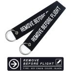 REMOVE BEFORE FLIGHT  キーチェーン キーホルダー タグ  (1個)  カラー ブラック BLACK Ver.01 フライトタグ 航空グッズ goods アイテム ITEM