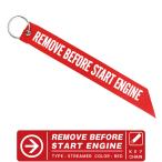 REMOVE BEFORE START ENGINE ストリーマー タイプ エンジンを始動する前に取り外してください キーチェーン カラー レッド RED  航空 安全 グッズ アイテム