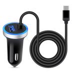ANNIBER カーチャージャー USB Type-Cケーブル付き iphone16 シガーソケット 急速充電/2ポート/12V・24V車対応 車載充電器 車 usbソケット タイプC充