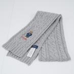 Polo Ralph Lauren ポロ ラルフローレン マフラー USED品 メンズ グレー ポロベア ロゴ 刺繍 ケーブル編み X8132