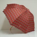 ショッピングused 傘 POLO RALPH LAUREN ポロラルフローレン USED美品 チェック レッド フリル ポロポニー 58cm S3607