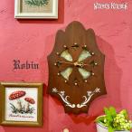 壁掛け時計 Robin・ロビン クローバー ハンドメイド 木製 ウォールクロック